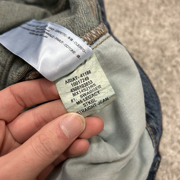 Ariat M5 Straight Jeans Mens 38X30 Blue Denim Legacy Cotton Western Cowboy - Picture 11 of 12